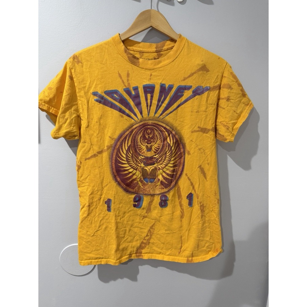 Journey Mens Sz M Tie Dye T Shirt Yellow 1981 Graphic Short Sleeve T